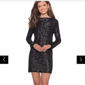 NWT La Femme Black Sequin Dress